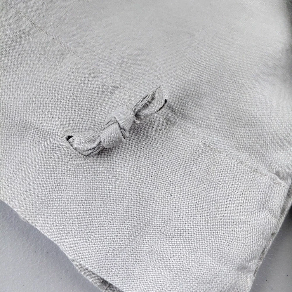 IKEA Linen Pillow Shams QUEEN Set of 2 Khaki Beige Knot Tie Detail Luxury Chic